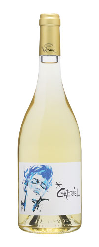 Domaine de la Valériane Côte du Rhône white wine cuvée Gabriel. The color is crystalline, yellow with gold reflections. You will be seduced by its nose, which is both rich and delicious, with notes of candied fruit and honey.